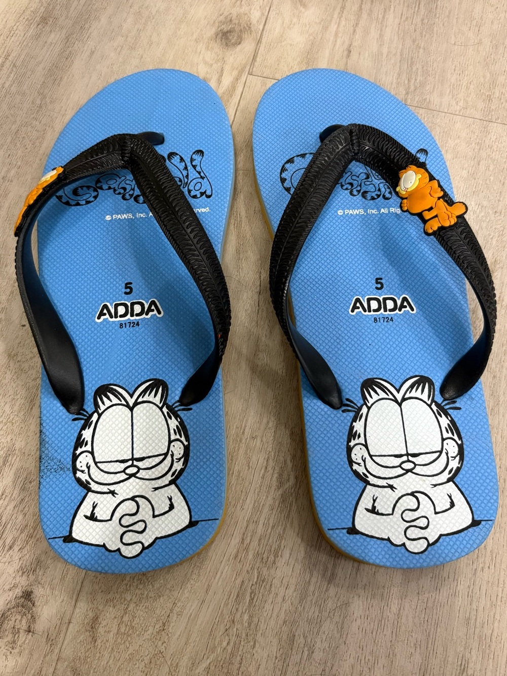 Blue Garfield The Cat Flip Flops Size 5